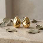 925 Sterling Silver Elegant Minimalist Teardrop Stud Earrings with High-Polished Lustrous Finish