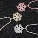 Zircon Snowflake Pendant Jewelry Real Gold Electric