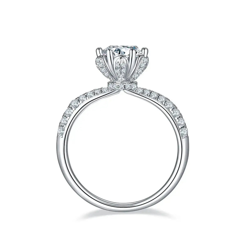 1-carat Luxury And Fashionable Light Luxury Jewelry Silver Ring Set With Top-quality Moissanite, S925 Silver Plated Platinum NP Collection