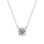 Diamond Jewelry Necklace Pendant Set with 1-Carat and 2-Carat Moissan Diamonds, S925 Sterling Silver and Platinum Plating