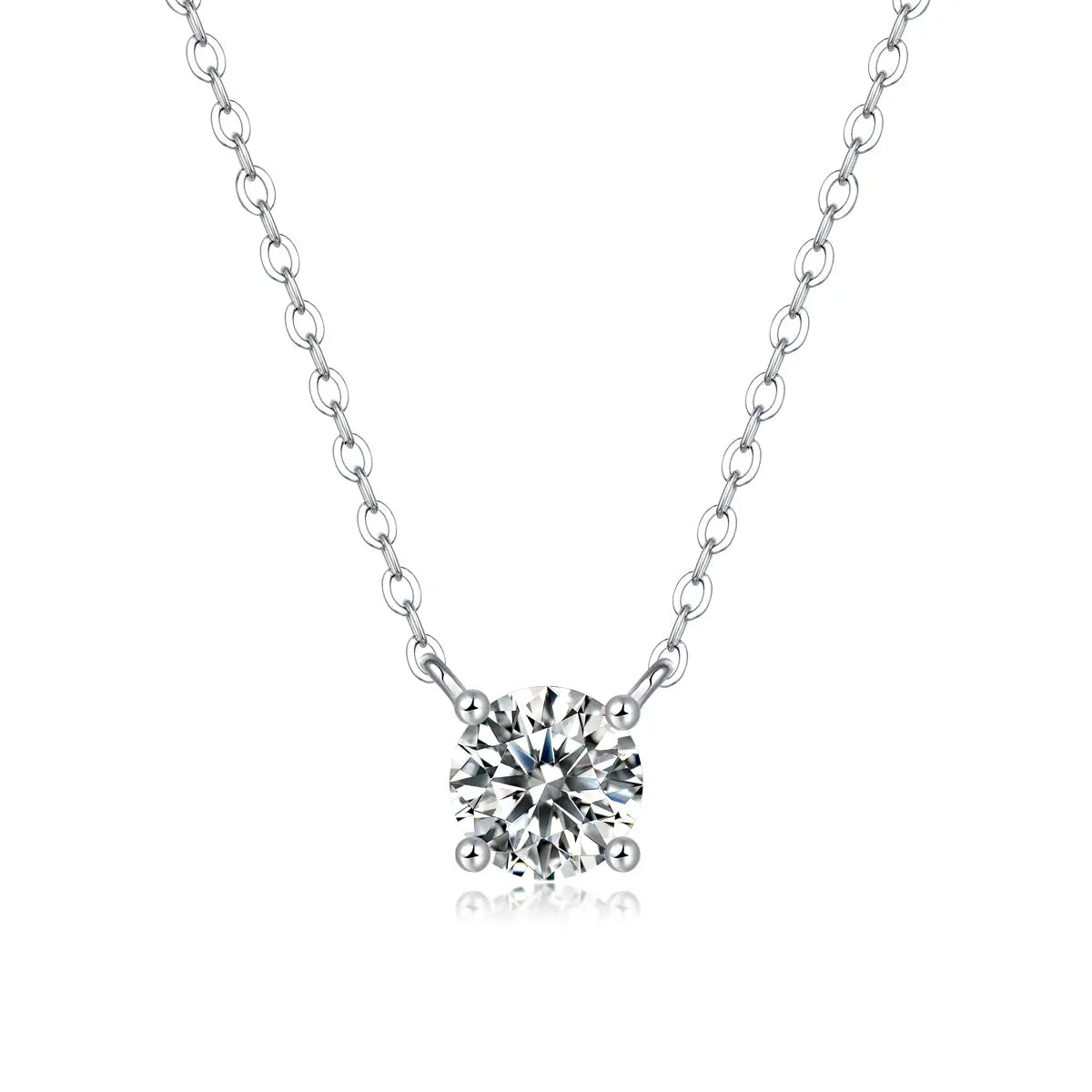 Diamond Jewelry Necklace Pendant Set with 1-Carat and 2-Carat Moissan Diamonds, S925 Sterling Silver and Platinum Plating