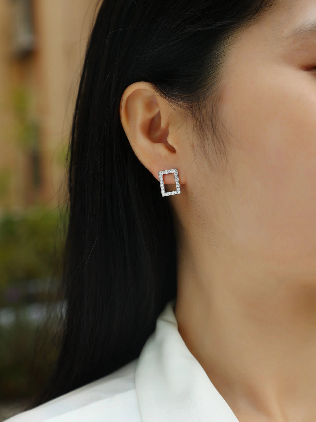 In Full Swing – Fashionable and Affordable Moissanite Stud Earrings in S925 Sterling Silver, Platinum Plated NP Collection