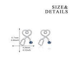 Sterling Silver Nurse Stethoscope with Blue Crystal Stud Earrings