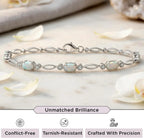 Sterling Silver Tennis Bracelet | Oval Created Opal | 7.50" | Milgrain Setting, Timeless Fashion Jewelry with Gift Box, Lobster Claw Clasp
