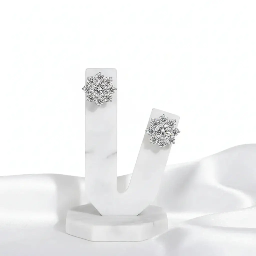 1CT Moissanite Snowflake Sunflower Earrings 925 Silver