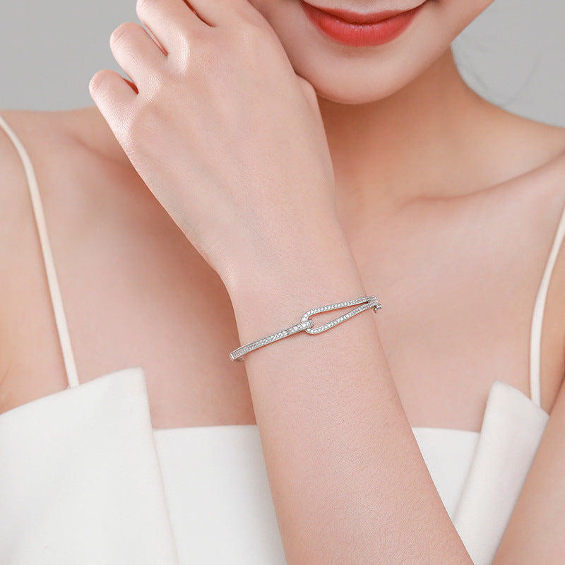 S925 Sterling Silver Bracelet Diamond Geometric Bracelet