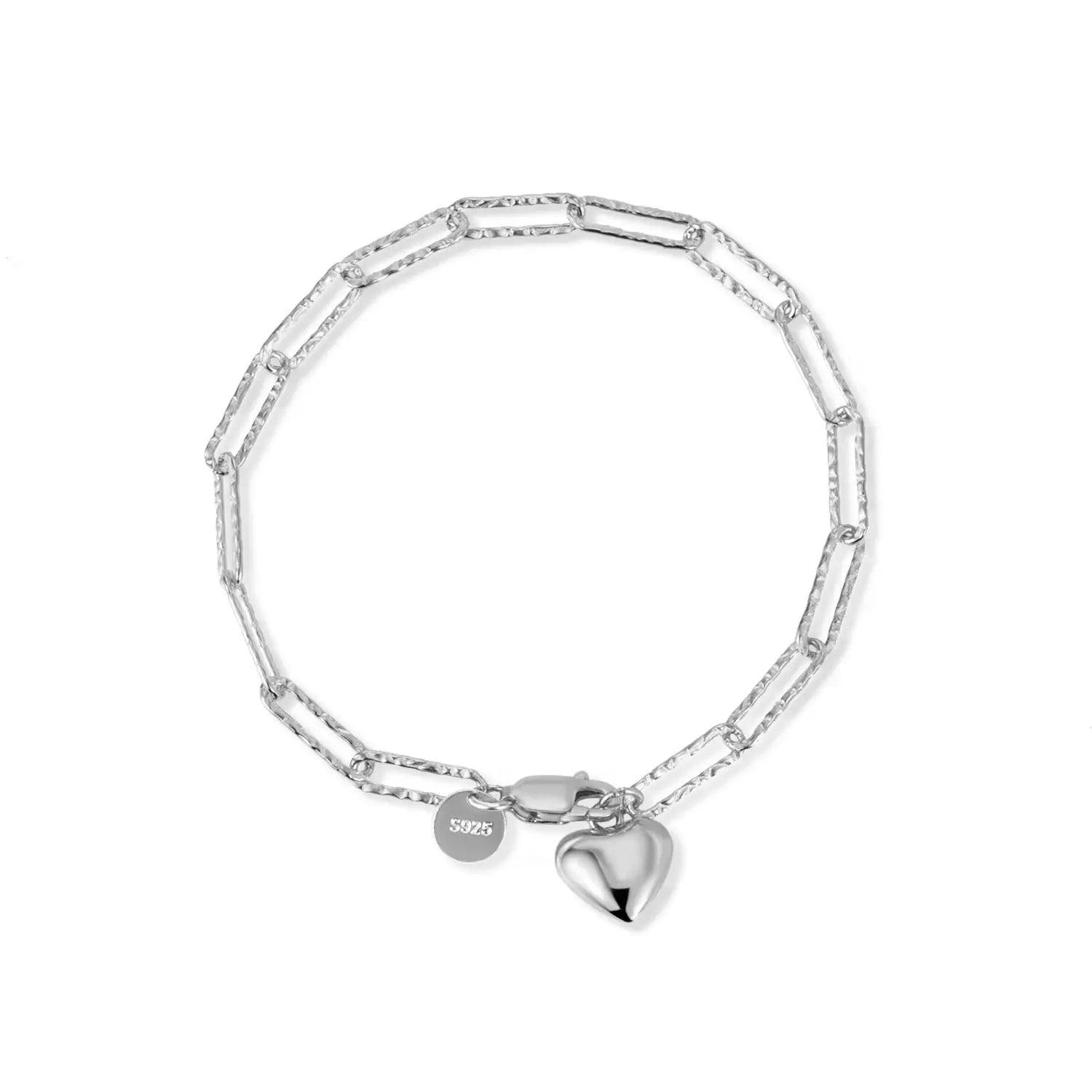 Womens S925 Sterling Silver Heart Bracelet NP Collection