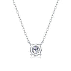 Diamond Jewelry Necklace Pendant Set with 1-Carat and 2-Carat Moissan Diamonds, S925 Sterling Silver and Platinum Plating