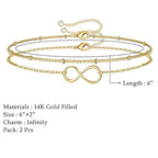 Dainty Gold Bracelets For Women, 14K Gold Filled Adjustable Layered Bracelet Cute Oval Chain  Bar Gold Bracelet