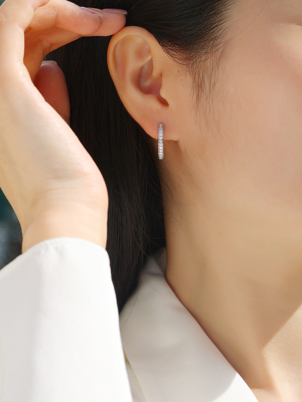 Morning Dew - Moissanite S925 Sterling Silver And Platinum-plated Stud Earrings