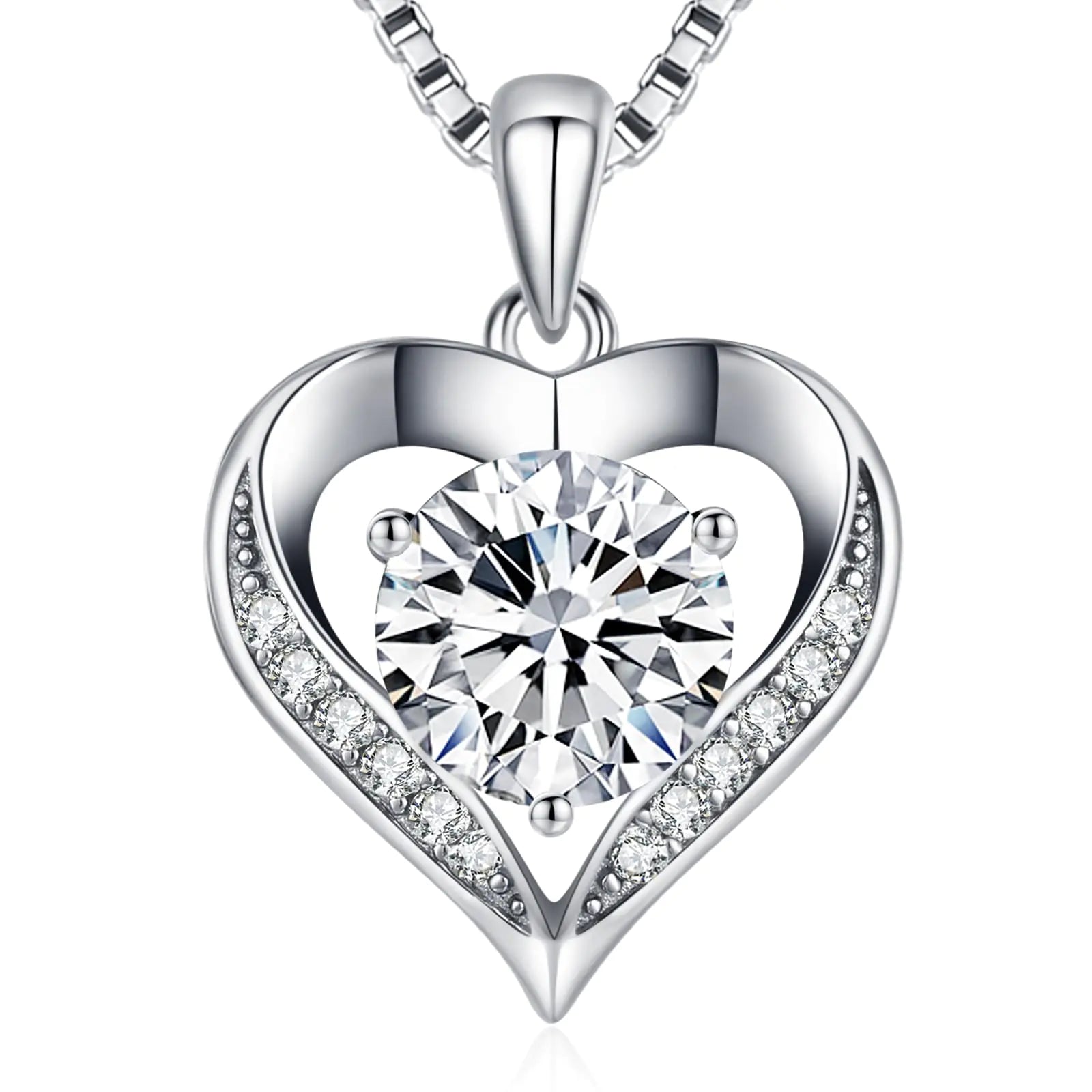 Moissanite Necklace for Women 1-3 Carat Heart Necklace