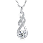 LOCIBLO April Birthstone Necklaces for Women 925 Sterling Silver Infinity Pendant White Gold Cubic Zirconia Necklace Simulated Diamonds Jewelry for Her 16"+2"