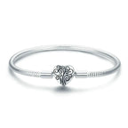 S925 Silver Bracelet with Heart Charm and Snake Chain