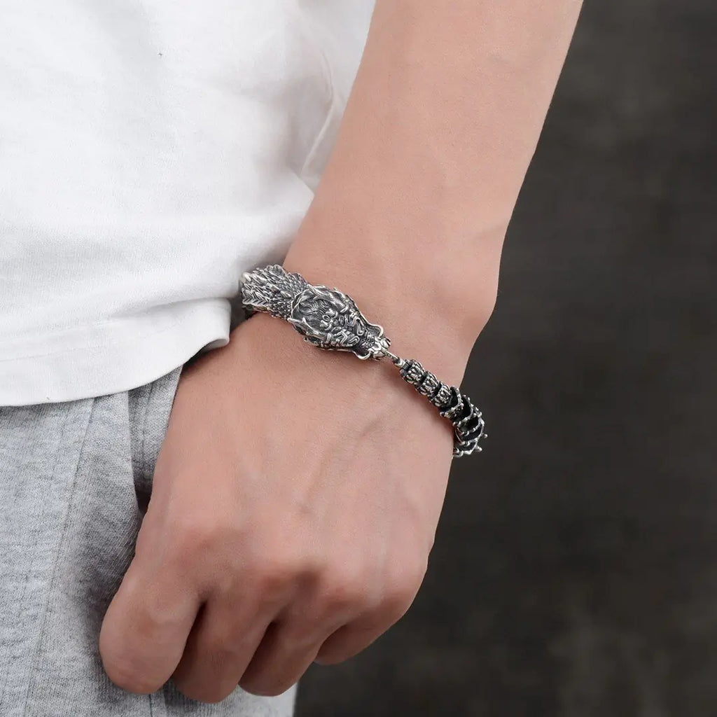 Handmade Retro Dragon Head Bracelet for Men