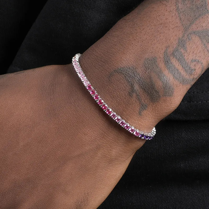 S925 Sterling Silver Colorful Zircon Tennis Bracelet