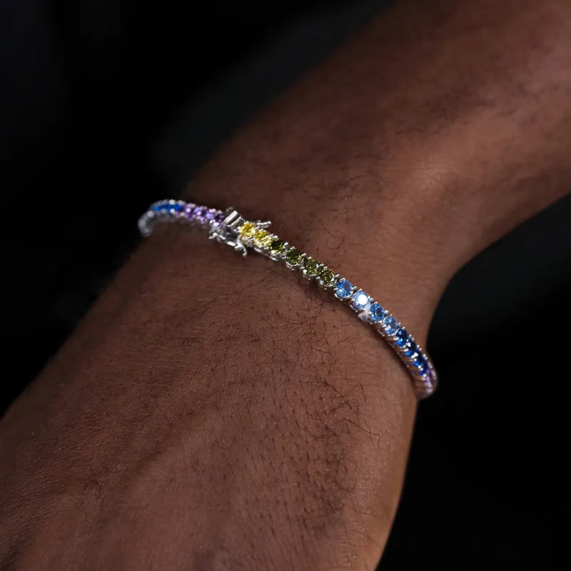 S925 Sterling Silver Colorful Zircon Tennis Bracelet