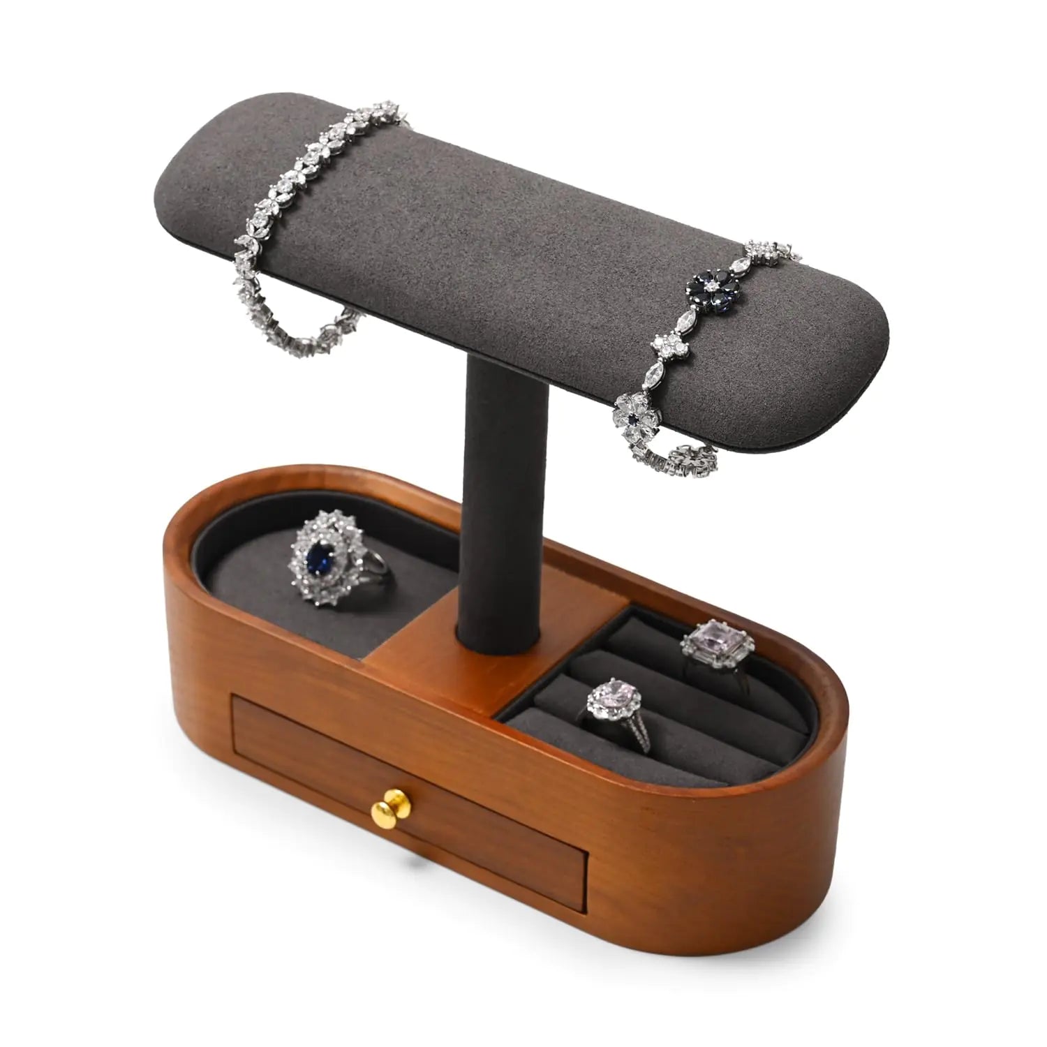 Wood Watch Stand with Drawer T-bar