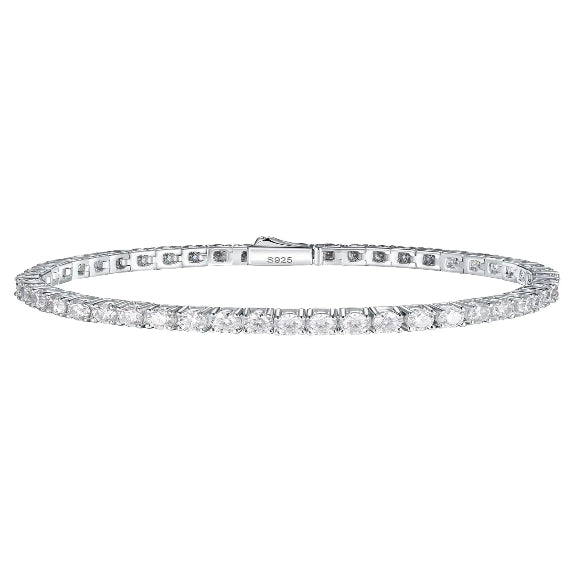Women's Sparkle Moissanite 3mm Tennis Chain Bracelet 925 Sterling Silver