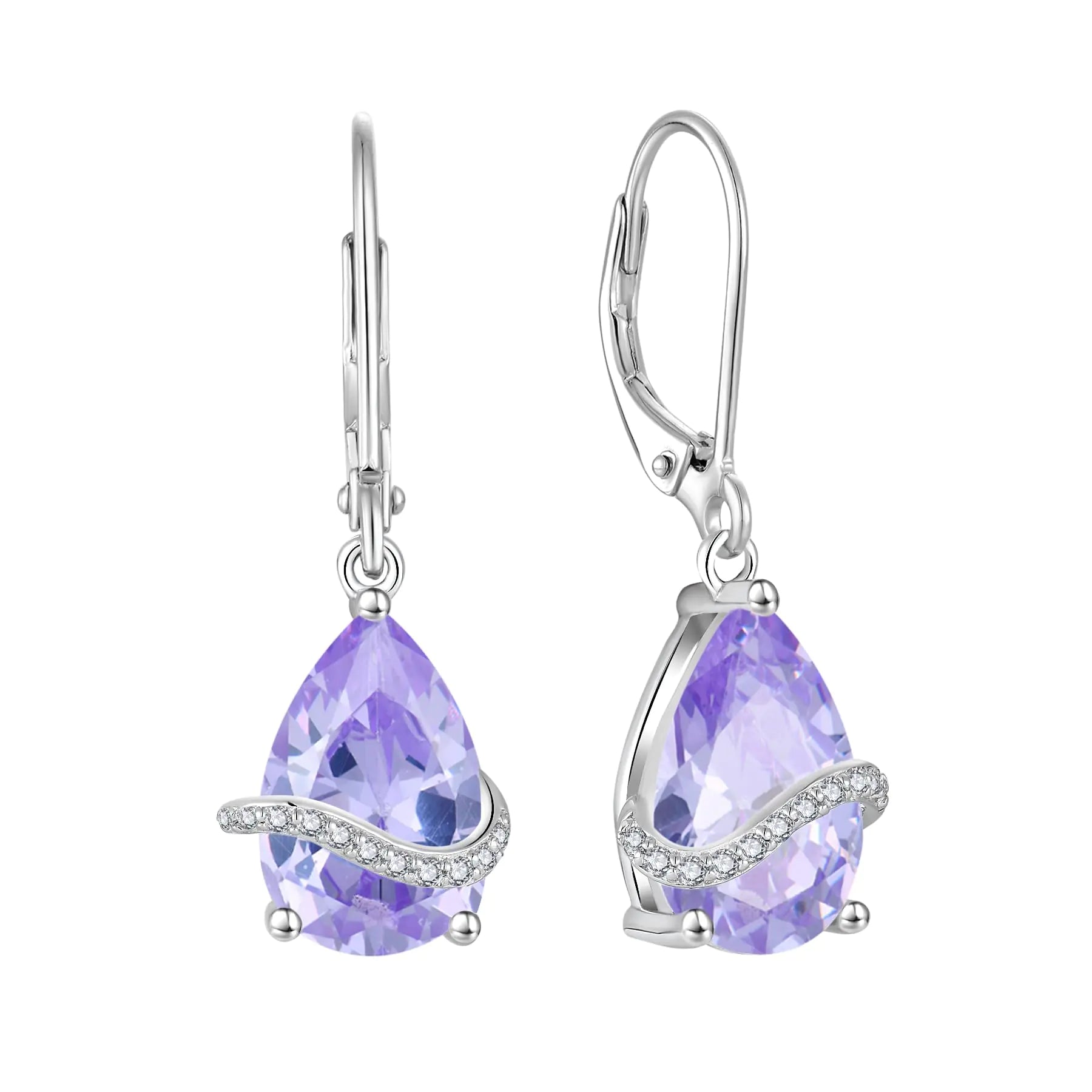 Inpasne Teardrop Dangle Drop Earrings for Women 925 Sterling Silver Leverback Earrings Alexandrite Earrings June Birthstone Jewelry Gifts for Women Mom Her Wife
