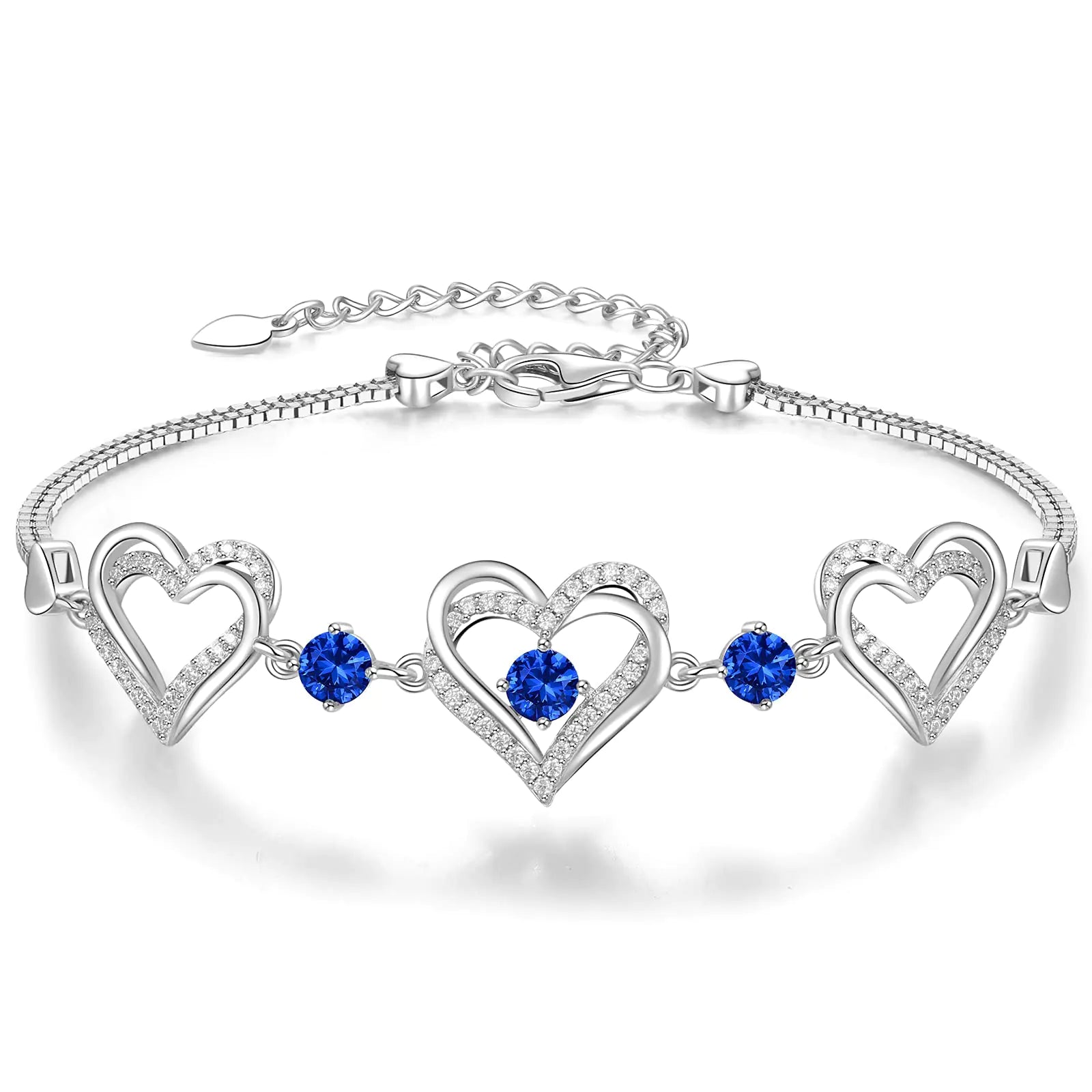 Forever Love Heart Charm Link Bracelet for Women 925 Sterling Silver