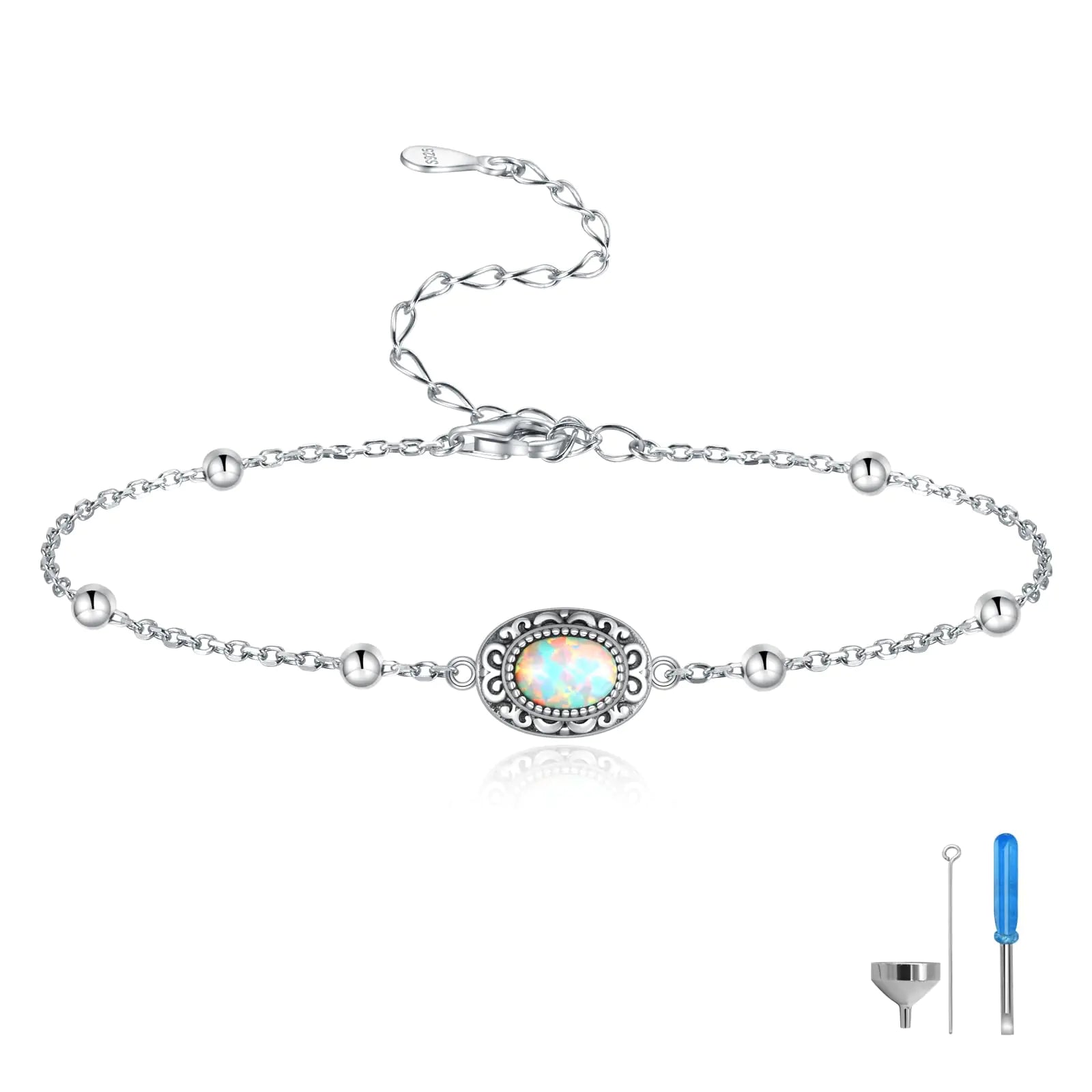 Sterling Silver Cremation Bracelet for Ashes