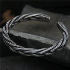 Vintage Woven Hemp Rope Bracelet in Sterling Silver S925