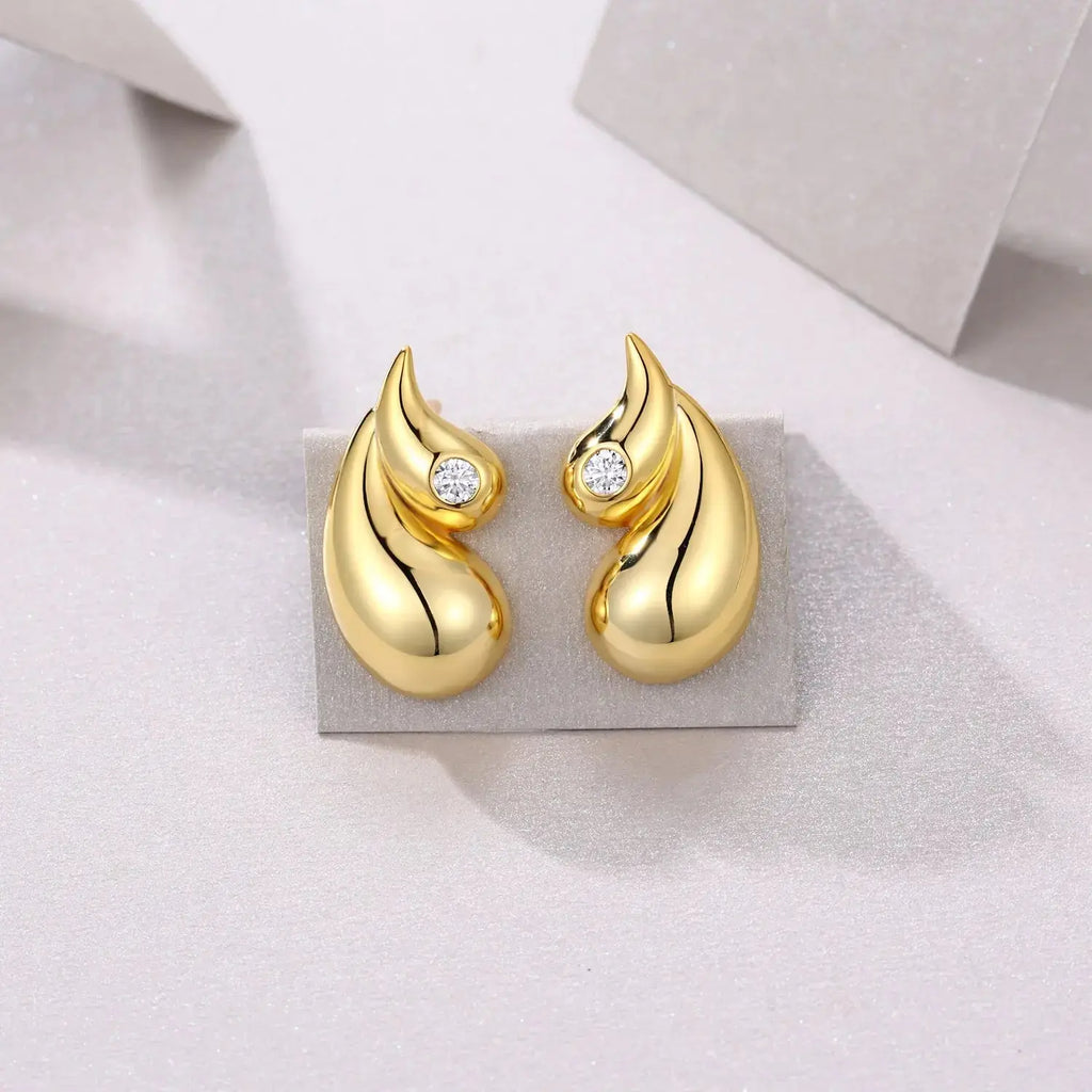 Morning Dew - Premium Moissanite Luxury Fashion Light Luxury Jewelry Silver Stud Earrings S925 Silver Electroplated Gold NP Collection