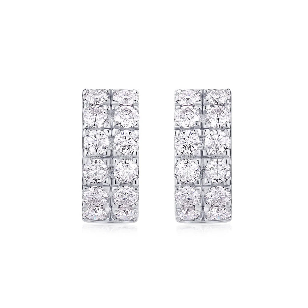 Dynamic – Moissanite Luxury & Fashionable Silver Stud Earrings, S925 Platinum Plated NP Collection