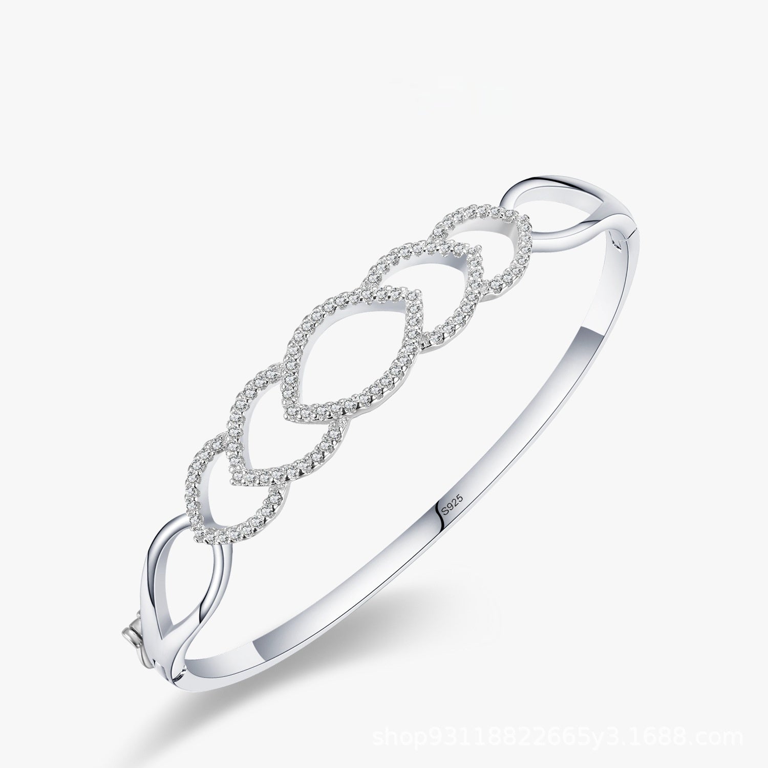 S925 Sterling Silver Chain Hollow Jeweled Bracelet