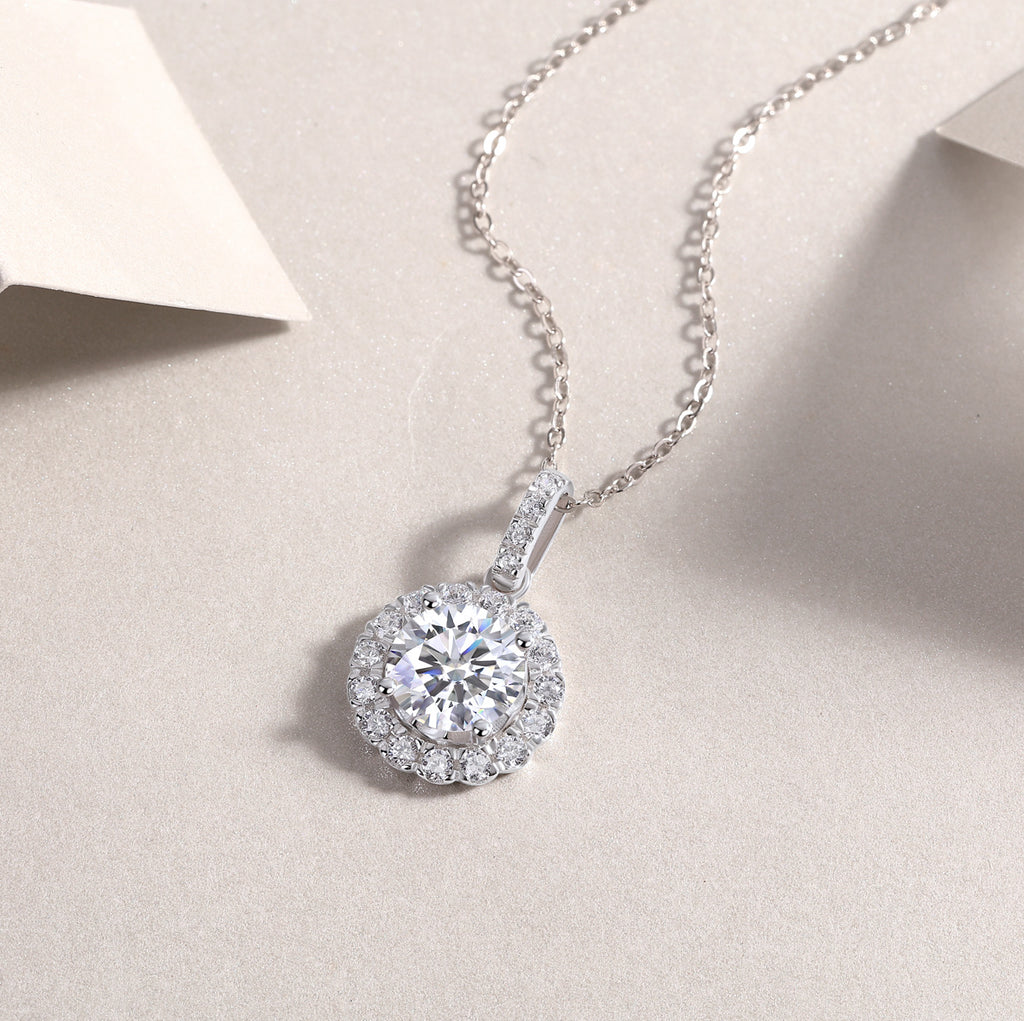 Dandelion - 2-carat Moissan Diamonds, S925 Sterling Silver And Platinum Plating Pendant
