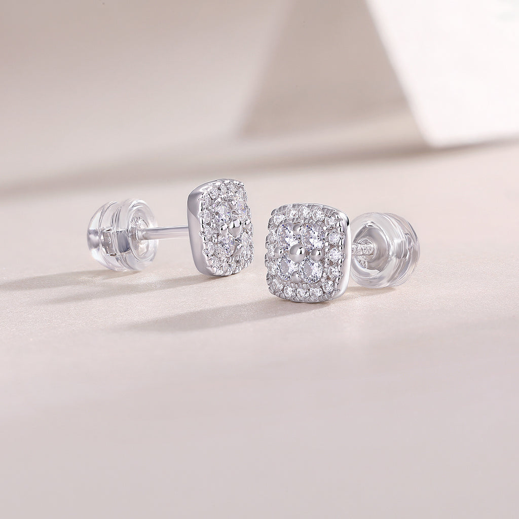 Fog Sea - Moissanite S925 Sterling Silver And Platinum-plated Stud Earrings