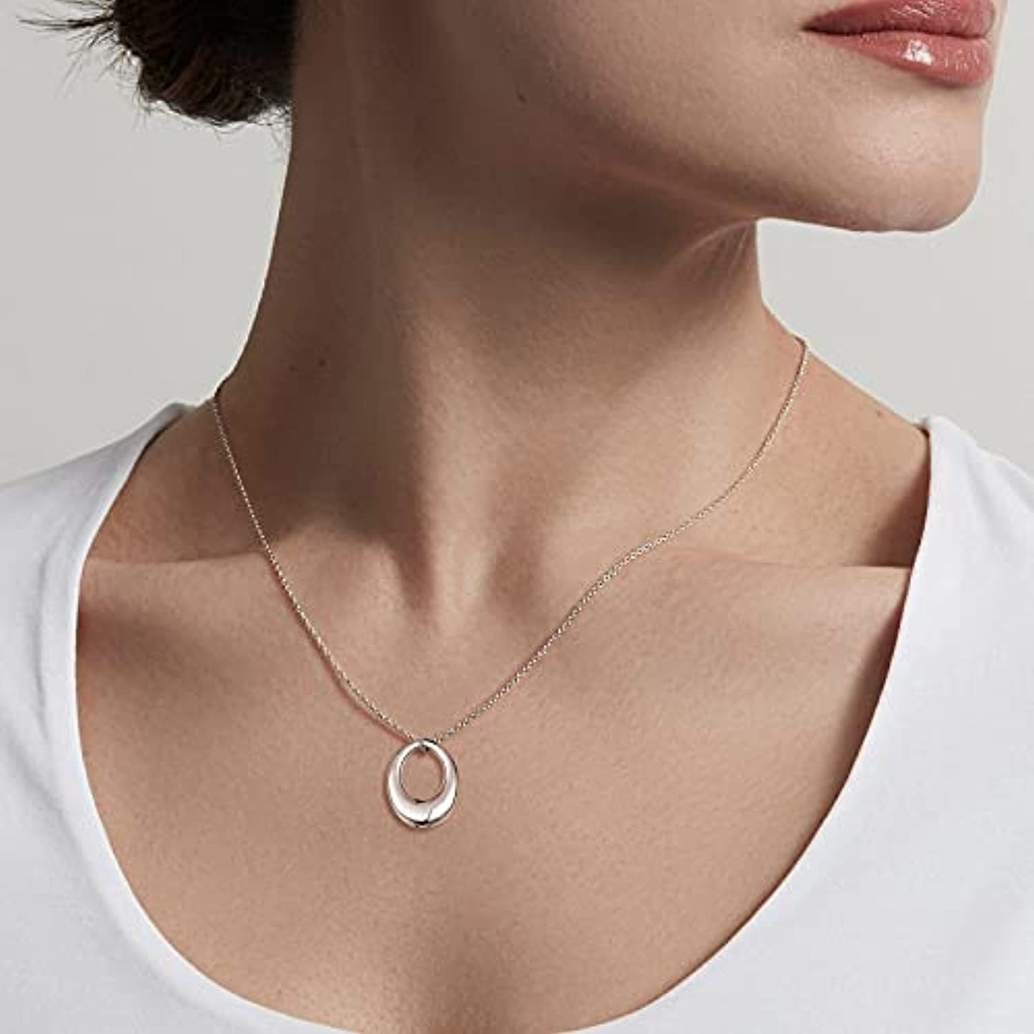 Oval Ashes Necklace Cremation Jewelry Urn 925 Sterling Silver Necklace