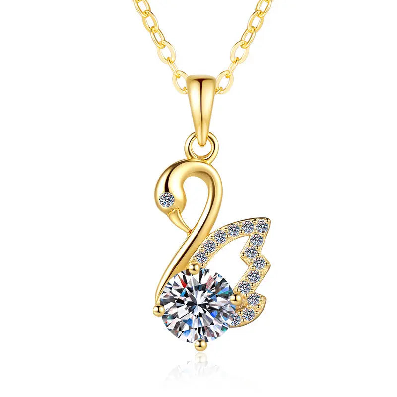 Pure Silver Women's Light Luxury Niche Swan Necklace NP Collection