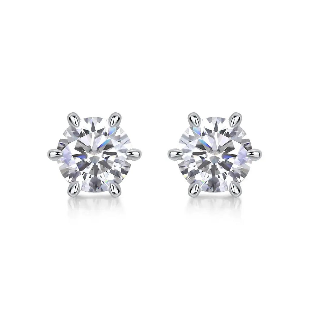 1Guardian Classic – Six-Claw Luxury Fashion Diamond Stud Earrings Inlaid with Moissanite, Silver Jewelry NP Collection