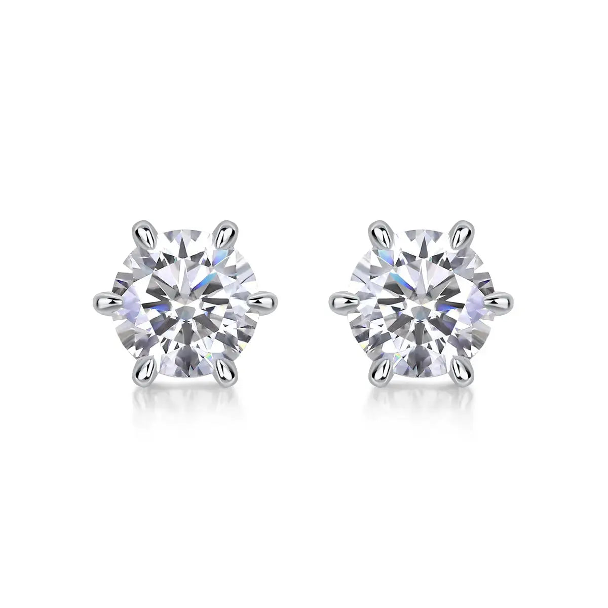 1Guardian Classic – Six-Claw Luxury Fashion Diamond Stud Earrings Inlaid with Moissanite, Silver Jewelry NP Collection