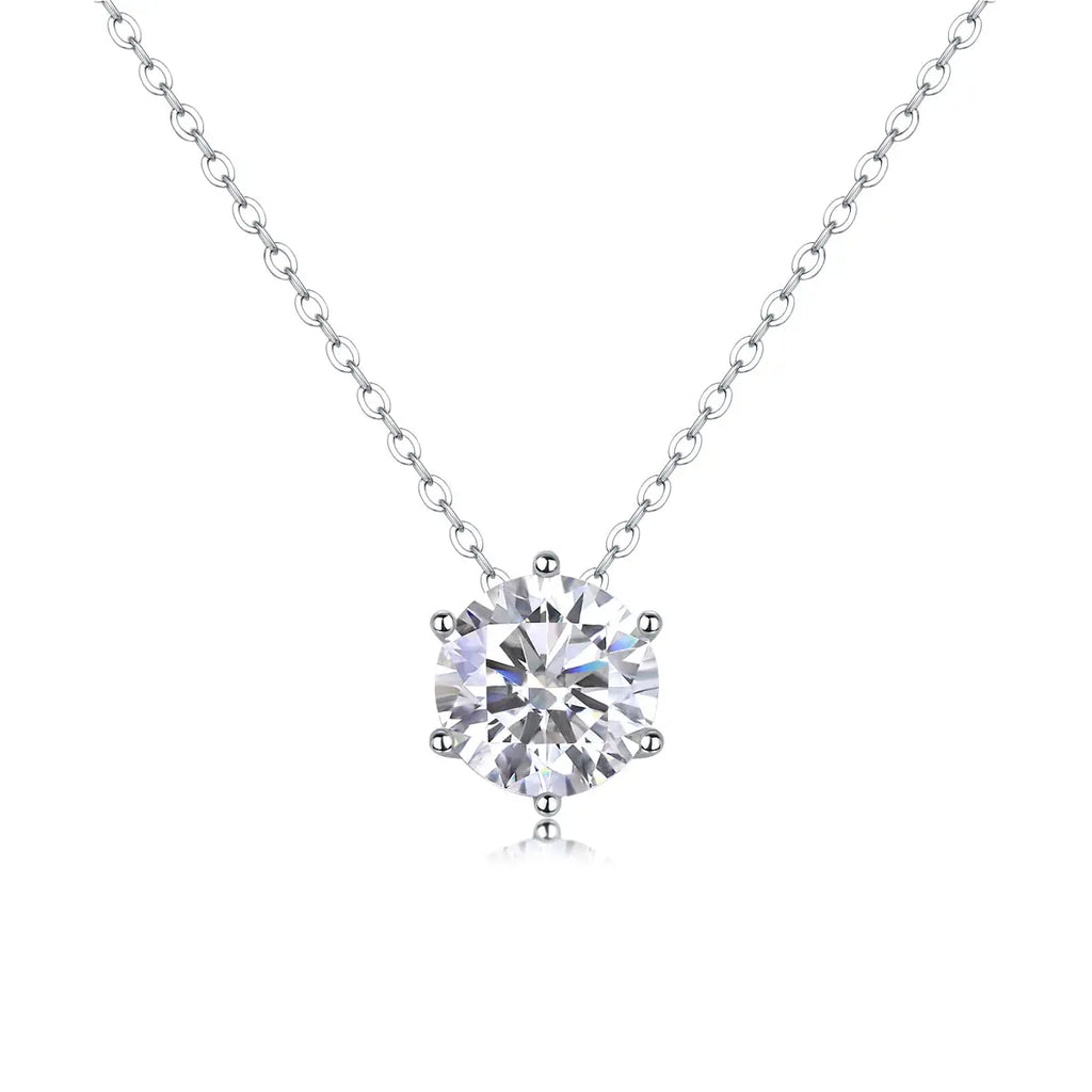 1Afternoon Rose Diamond Jewelry Pendant Set with 1-Carat, 2-Carat and 3-Carat Moissanite S925 Sterling Silver and Platinum Plating