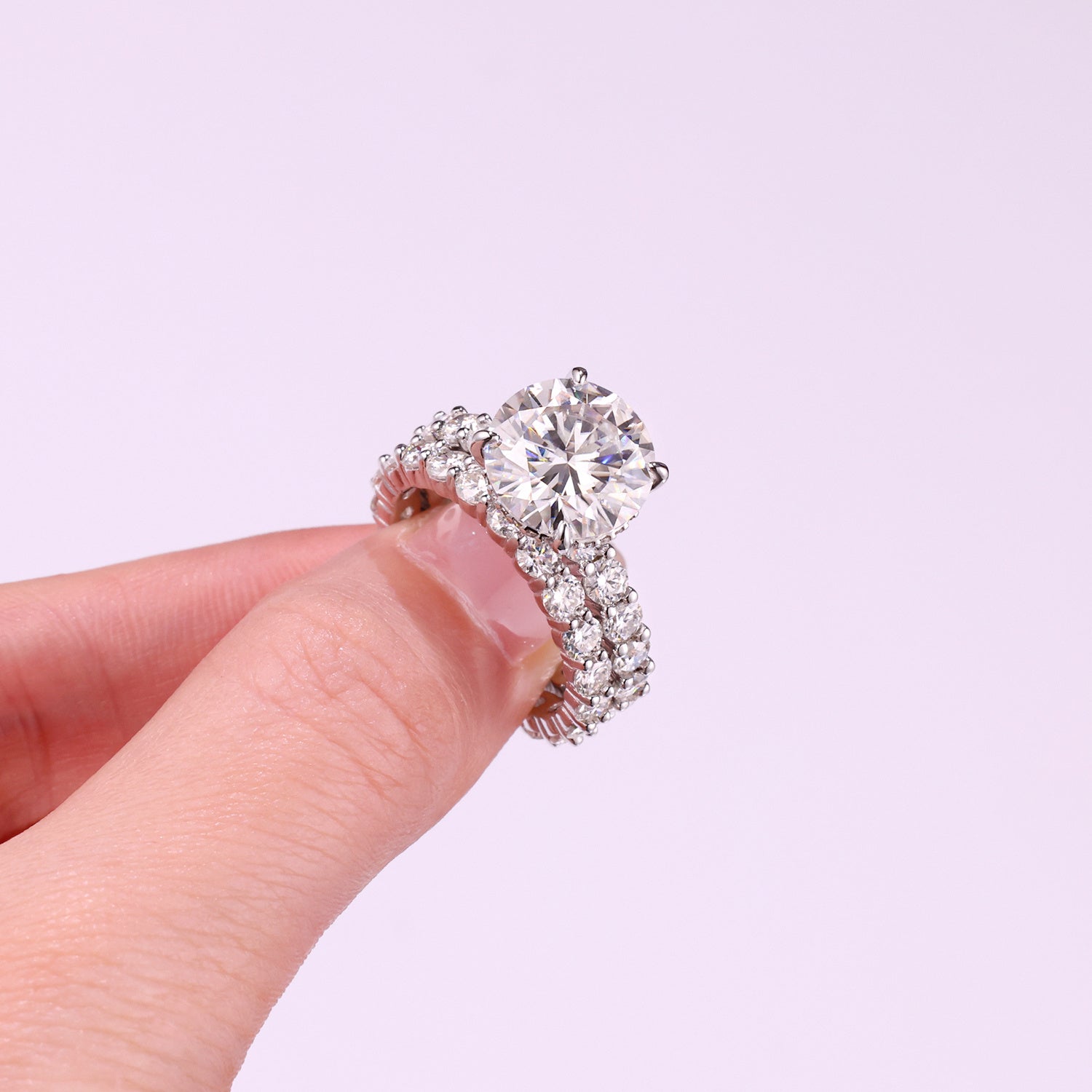 Time Vow - 5-carat Moissan Diamond S925 Sterling Silver And Platinum-plated Diamond Ring