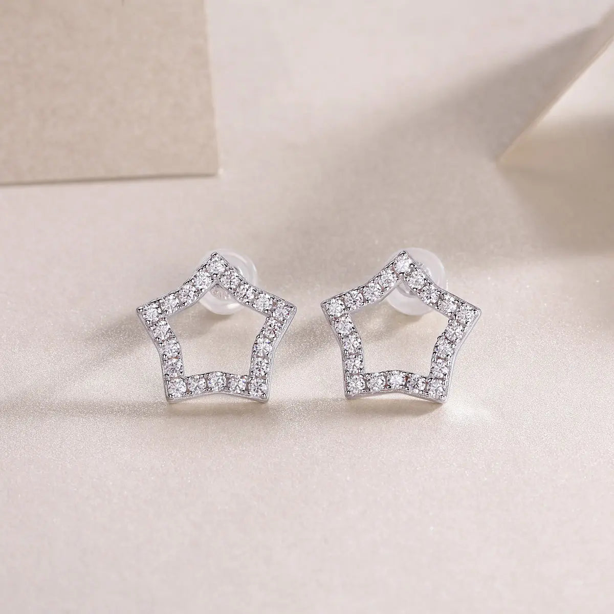 Tonight New Star - S925 Moissanite Sterling Silver with Platinum-Plated Stud Earrings