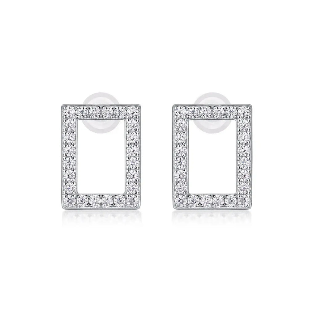 In Full Swing – Fashionable and Affordable Moissanite Stud Earrings in S925 Sterling Silver, Platinum Plated NP Collection
