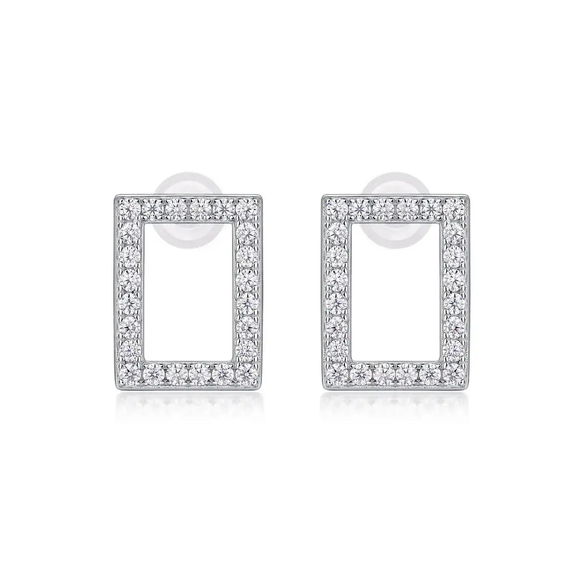 In Full Swing – Fashionable and Affordable Moissanite Stud Earrings in S925 Sterling Silver, Platinum Plated NP Collection