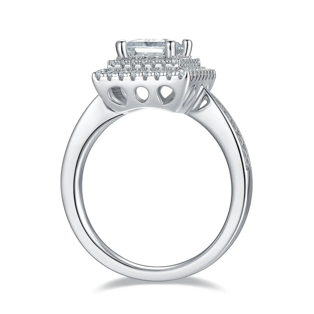 Square Moissanite S925 Platinum-Plated Silver Ring – Luxurious Light Luxury Jewelry NP Collection