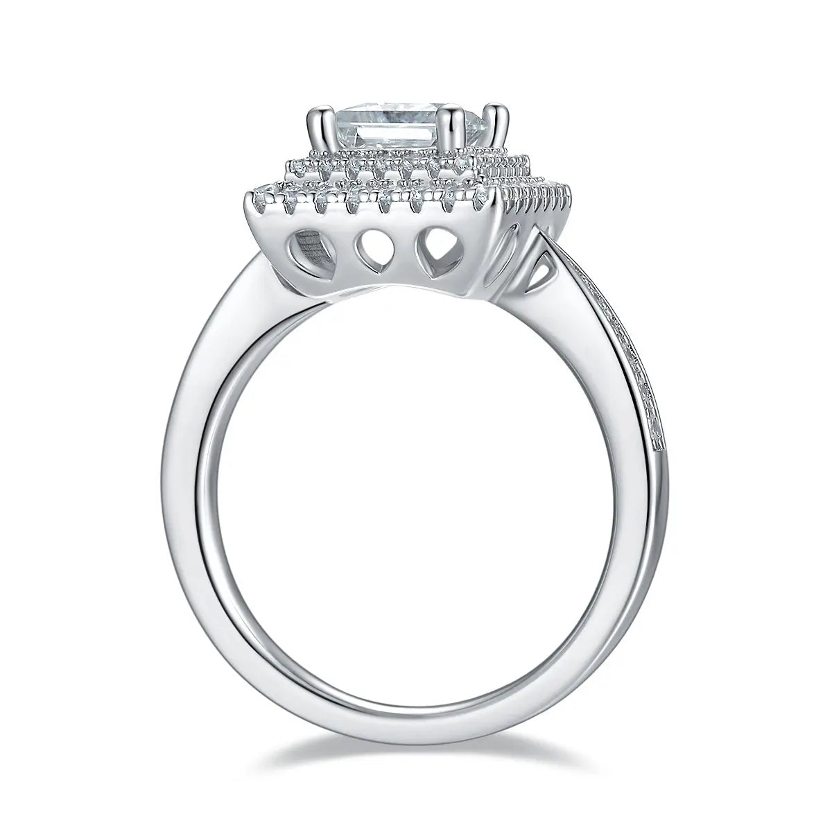 Square Moissanite S925 Platinum-Plated Silver Ring – Luxurious Light Luxury Jewelry NP Collection