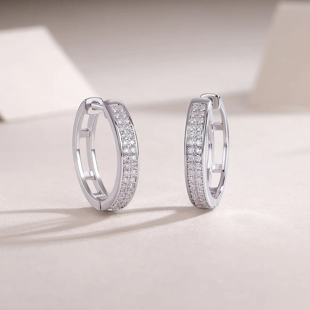 1Firefly Light - Moissanite S925 Sterling Silver Earrings with Platinum-Plated Stud Earrings