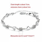 Heart Moissanite Bracelet Silver 