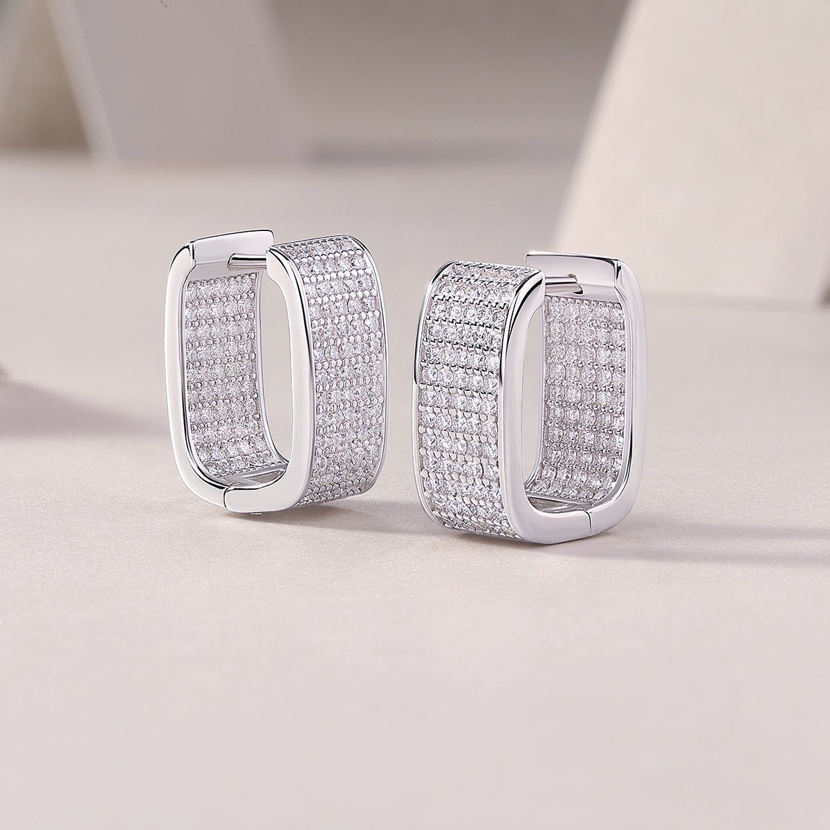 Diamond Earrings Stud Set With Mosan Diamond Silver