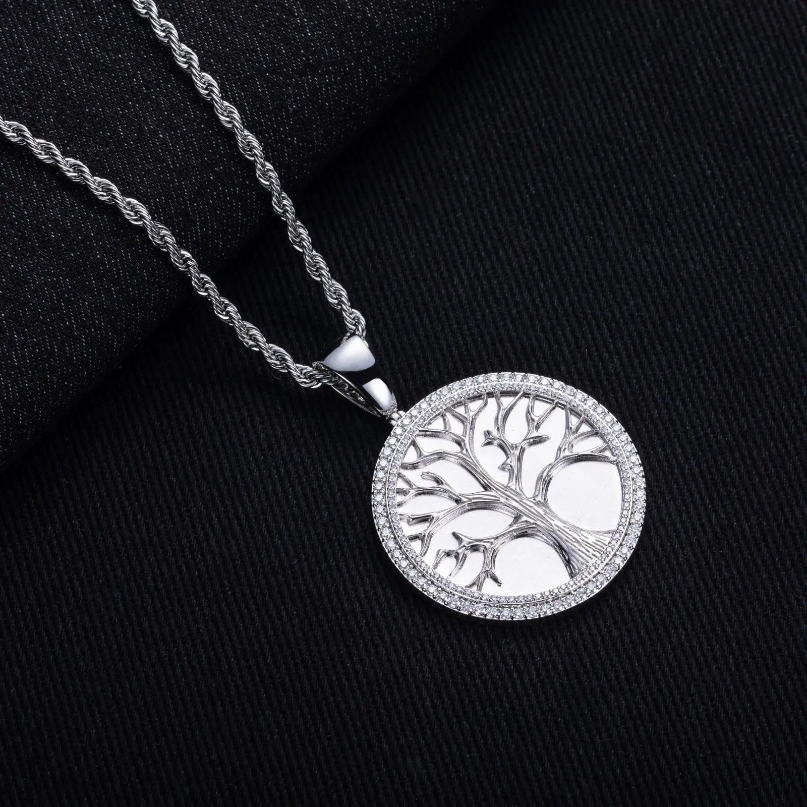 Minimalist Light-Luxury Copper Pendant With Diamonds Christmas Tree Design