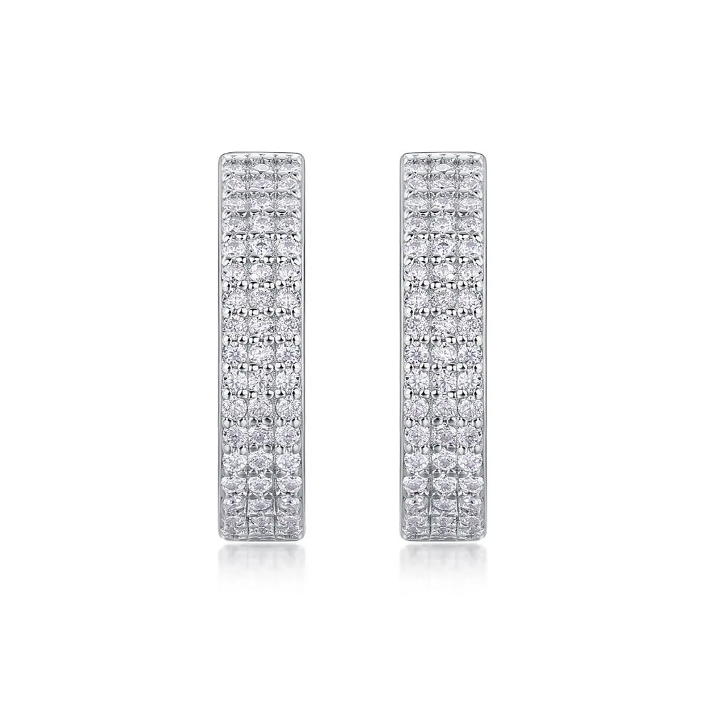 Slow Pace – Moissanite Luxury Fashion Silver Stud Earrings, S925 Platinum Plated NP Collection