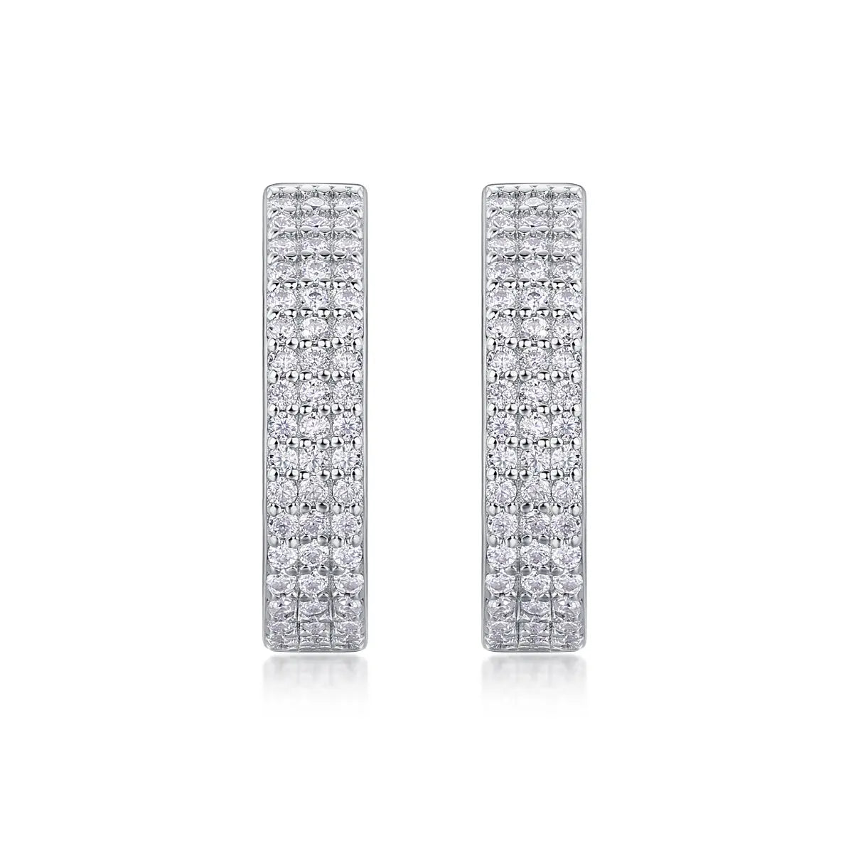 Slow Pace – Moissanite Luxury Fashion Silver Stud Earrings, S925 Platinum Plated NP Collection