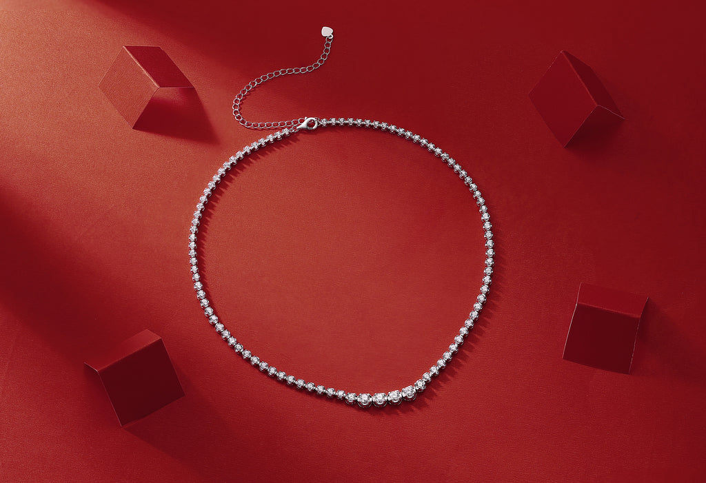 Diamond Pendant Necklace With Mosan Diamond Silver Ornaments