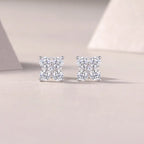 1Sweetheart French - Diamond Jewelry with Moissanite S925 Sterling Silver and Platinum-Plated Stud Earrings 